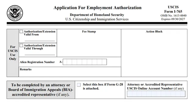  La elegibilidad incluye asilados, cónyuges de trabajadores no inmigrantes y estudiantes F-1, entre otros. Presentar el I-765 brinda permiso de trabajo temporal, distinto de una "Green Card". Foto: USCIS   