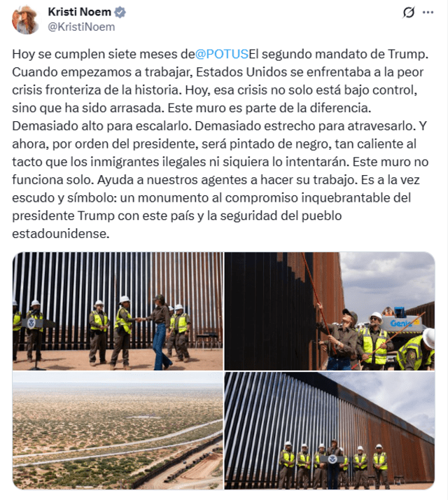 Tras 7 meses de gobierno, Donald Trump ordenó pintar el muro fronterizo con el fin de frenar el paso irregular de inmigrantes a EE.UU. Tras 7 meses de gobierno, Donald Trump ordenó pintar el muro fronterizo con el fin de frenar el paso irregular de inmigrantes a EE.UU.
