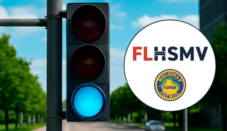 El FLHSMV implementa el color azul en semáforos para mejorar la seguridad víal en Florida. El FLHSMV implementa el color azul en semáforos para mejorar la seguridad víal en Florida.