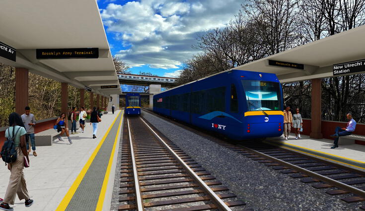 Un nuevo tren ligero, el Interborough Express (IBX), conectará Queens y Brooklyn en Nueva York. Un nuevo tren ligero, el Interborough Express (IBX), conectará Queens y Brooklyn en Nueva York.