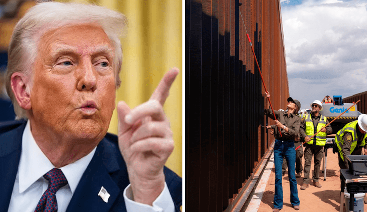 Por orden de Donald Trump, Kristi Noem comenzó a pintar de negro el muro fronterizo con México. Por orden de Donald Trump, Kristi Noem comenzó a pintar de negro el muro fronterizo con México.
