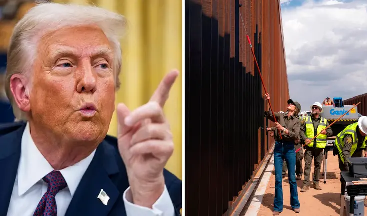Por orden de Donald Trump, Kristi Noem comenzó a pintar de negro el muro fronterizo con México.