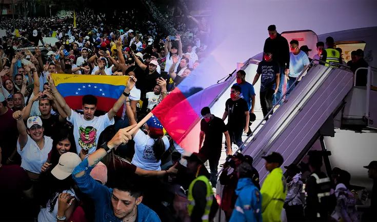 Venezolanos deportados desde Estados Unidos llegaron a Caracas en vuelo de Eastern Airlines.