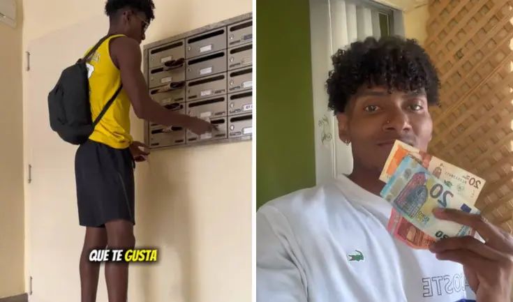 El joven colombiano consiguió un trabajo como repartidor de afiches en España.