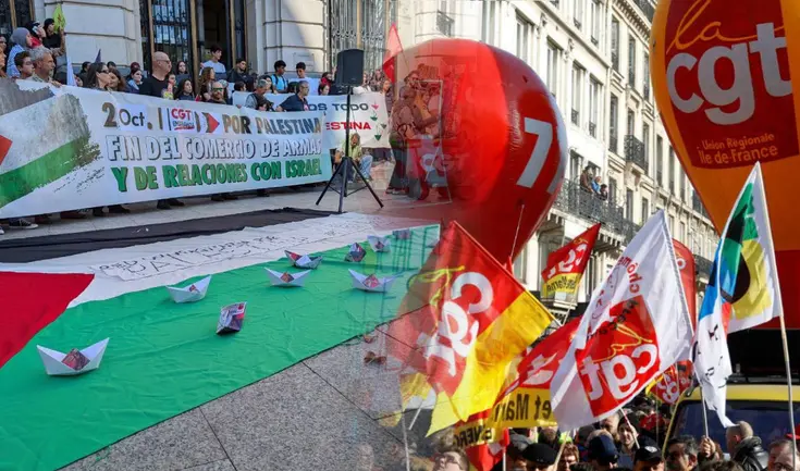 El CGT indicó que la huelga nacional busca que el Estado español elimine las relaciones con Israel. El CGT indicó que la huelga nacional busca que el Estado español elimine las relaciones con Israel.